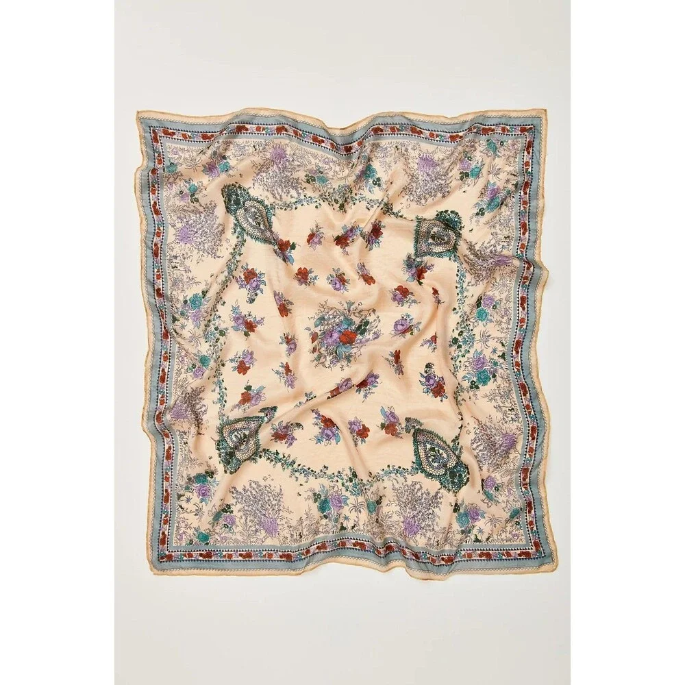 Free People So Silk Printed Bandana Scarf Tube Top Belt Floral Paisley Wrap OS
